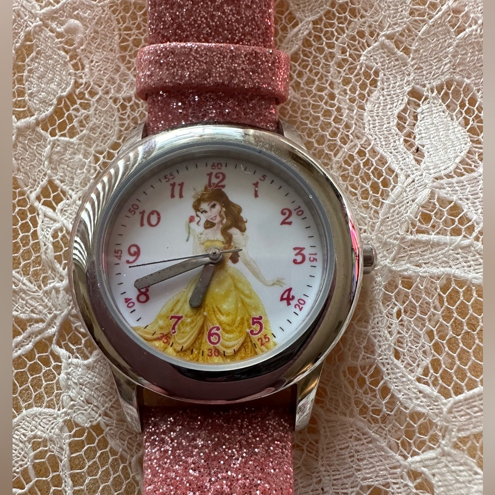 Disney Pink Glitter Belle Watch with an issue ⚠️